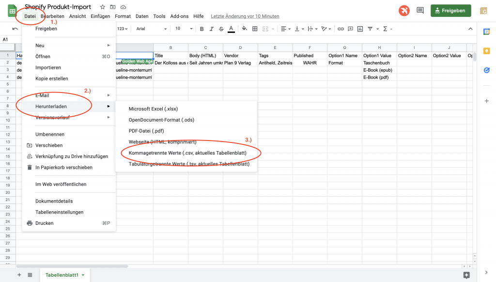 Shopify Produkte importieren &#8211; Artikel importieren mit CSV-Datei, Golden Web Age GmbH