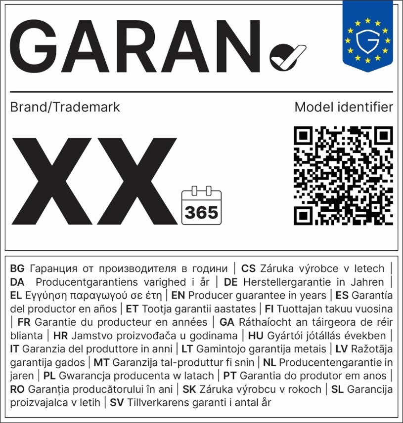 EU warranty and guarantee label in Shopify, Golden Web Age GmbH