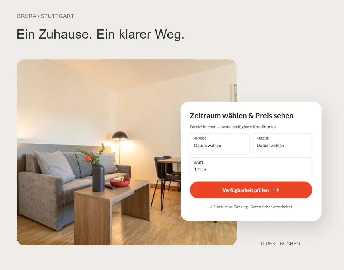 Brera Stuttgart – echte Apartmentfotografie und Direktbuchung