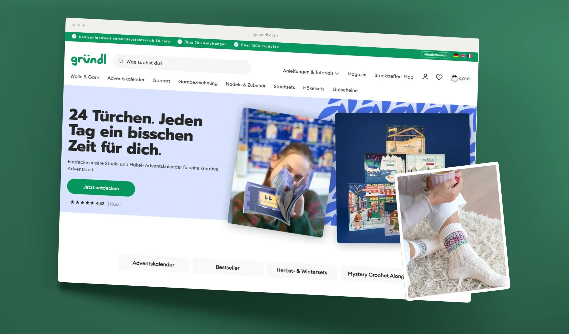 Originale Gründl Startseite in einer 3D-Komposition