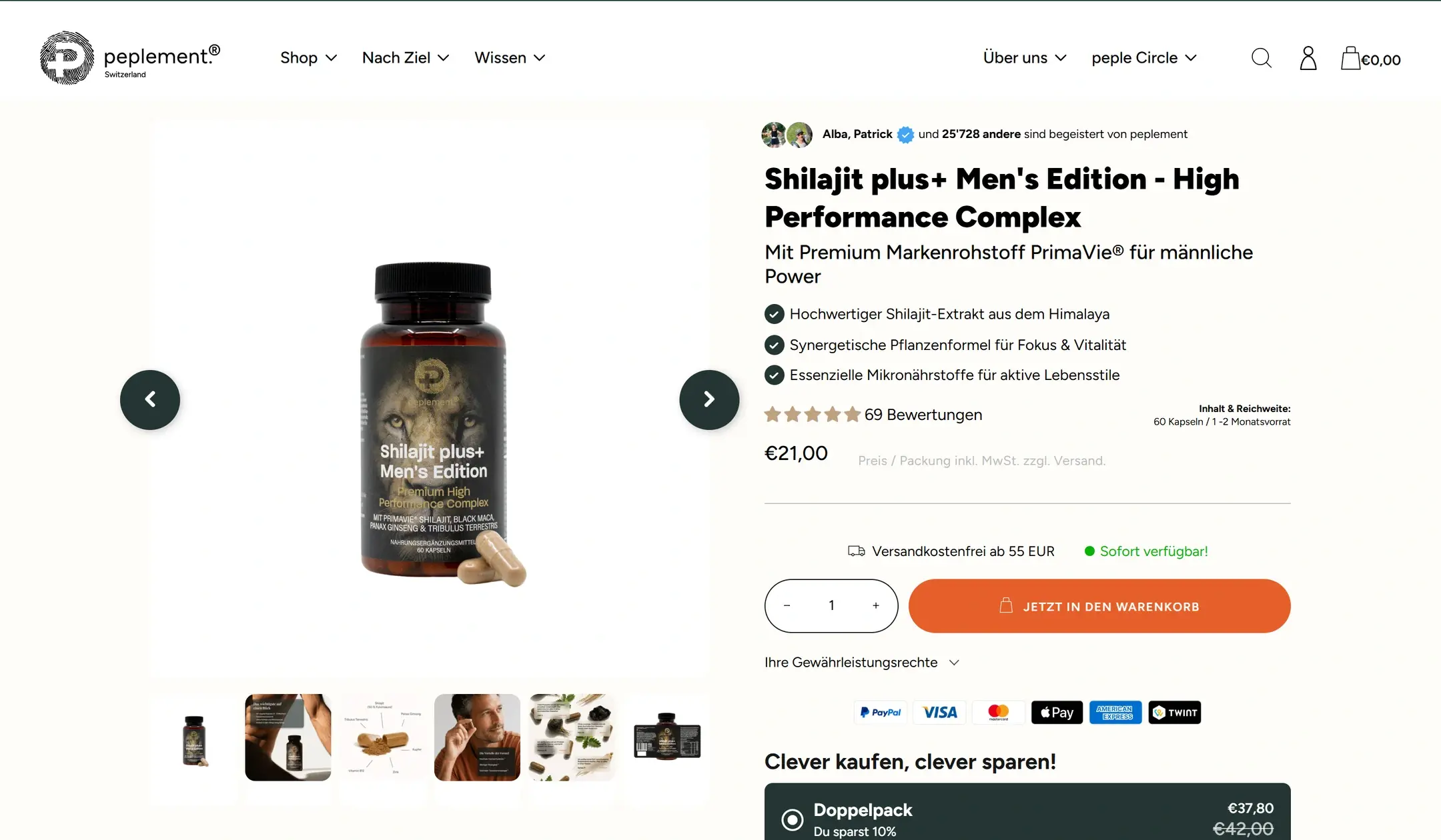 Peplement Produktdetail: ausgerichtete Desktop-Ansicht