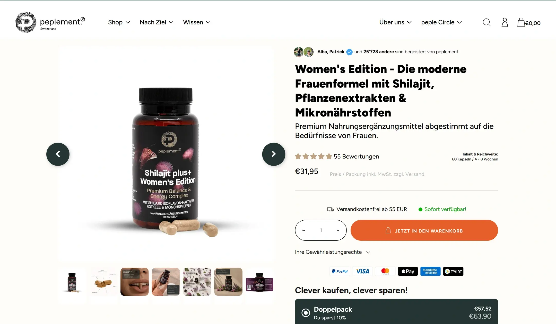Peplement Women’s Edition: ausgerichtete Desktop-Ansicht