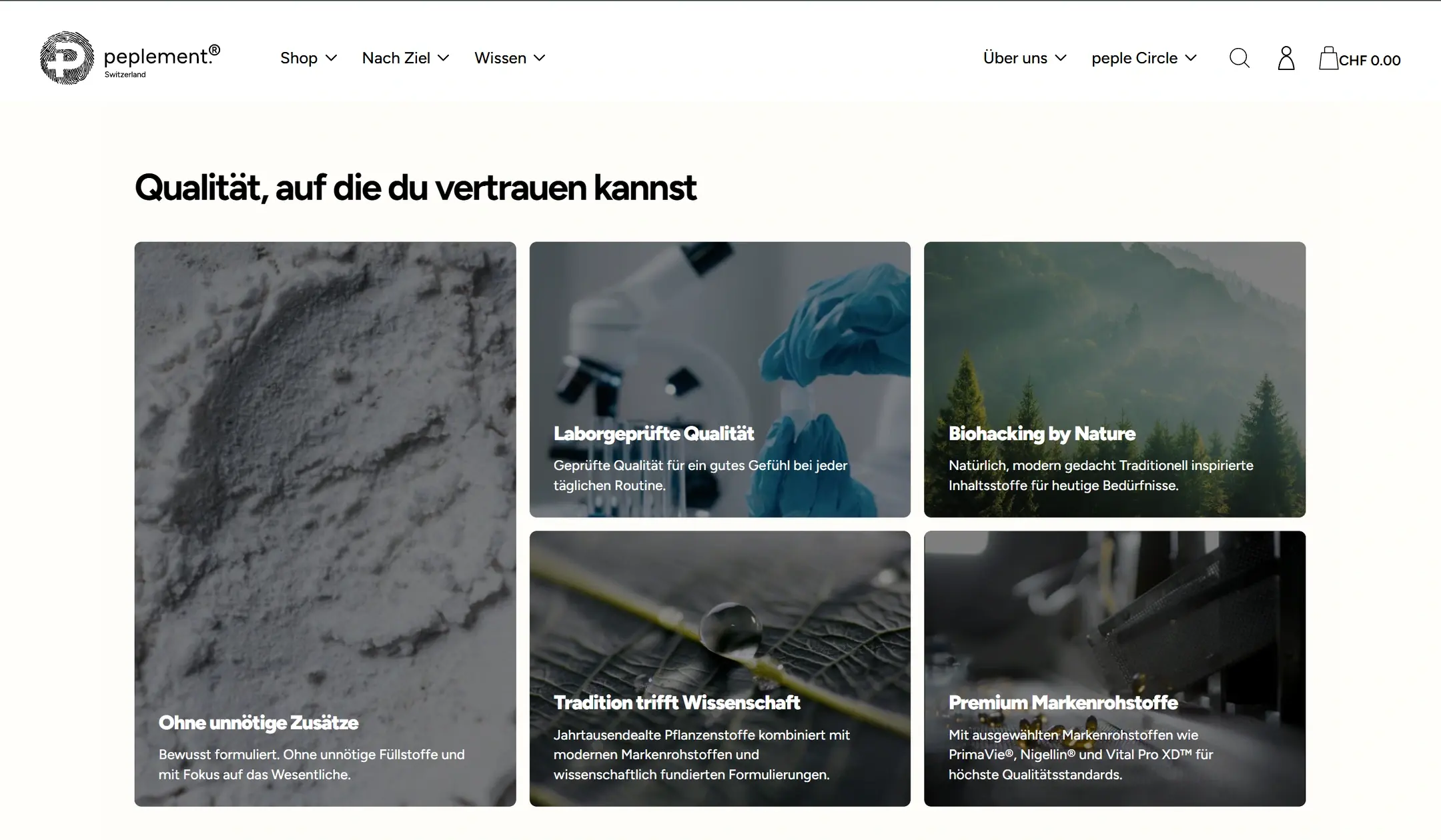 Peplement Qualität & Vertrauen: ausgerichtete Desktop-Ansicht